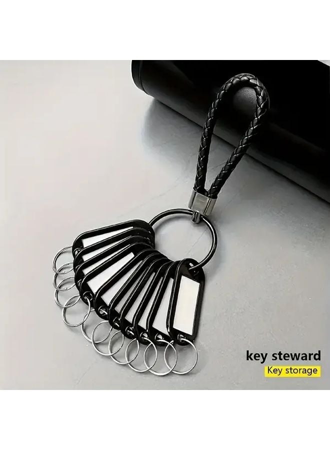 10pcs Rose Red Key Tags With Durable PP Key Organizer And Braided Lanyard For Visual Organization - Image 3